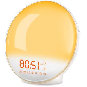 Simulated Sunrise Wake Up Light <b>Led</b> Alarm <b>Clock</b> With Snooze Function Usb Powered Round Night Light For Bedside Sleep Aid - Product Image 1