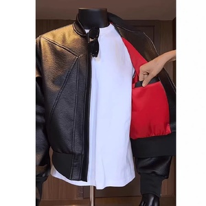Blouson court slim style américain pour <span class=keywords><strong>homme</strong></span>, en polyester patchwork, collection automne, haut de gamme, tendance et élégant, style uniforme de baseball, en promotion - Product Image 6