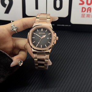 럭셔리 캐주얼 시계 최고 브랜드 패션 스퀘어 다이얼 스테인레스 스틸 캘린더 빛나는 방수 남성 시계 남성 시계 - Product Image 4