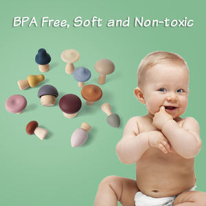 Jouet empilable <span class=keywords><strong>en</strong></span> forme de champignon au design exclusif, <span class=keywords><strong>en</strong></span> silicone et <span class=keywords><strong>en</strong></span> bois, anneau de dentition pour bébé sans BPA - Product Image 3