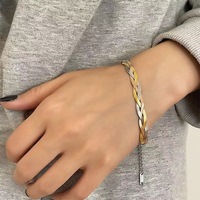 5cm Tresse Serpent Chaînes Bracelets 3 Tons Tricolore Tressé Pigtail Chevrons Collier Bracelet Ensemble de Bijoux