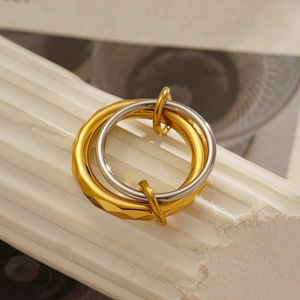 Stainless Steel <b>Ring</b> Geometric Shape Gold Plated <b>Titanium</b> Steel Unisex Fashion Jewelry Gift - Product Image 1