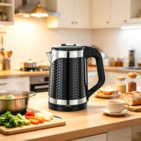 Bouilloire électrique sans fil à double paroi en acier inoxydable, nouveau design, base rotative à 360 degrés, vente en gros disponible