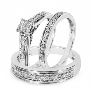 Ensemble de bagues Trio de styliste, diamant véritable cloutée, - Product Image 2