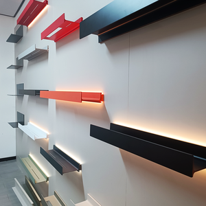Modern <strong>Deep</strong> Built-In Illuminated LED Light Transformer Black Aluminum Hangers <strong>Floating</strong> <strong>Shelves</strong> for Living Room - Product Image 5