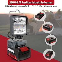 Lampe de travail LED 16,5 W 600 LUMEN compatible avec les batteries Li-ion Makits DeWT BL1860B DCB200 18 V
