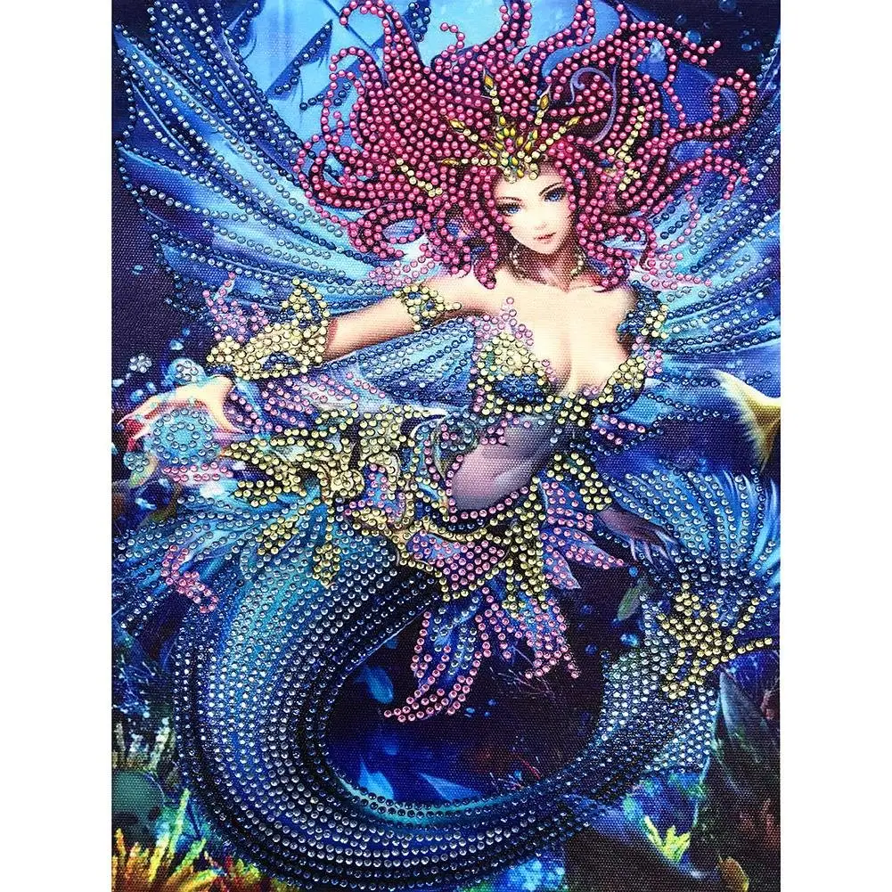 1 adet 5D düzensiz şekilli elmas boyama seti 30*40cm/11.8 * 15.without çerçeve olmadan DIY Mermaid desen duvar dekorasyon için