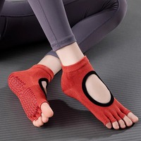 Chaussettes de sol à cinq doigts personnalisables professionnelles à pratique courte pour les jeunes fond de sueur en coton de sport antidérapant pour femmes