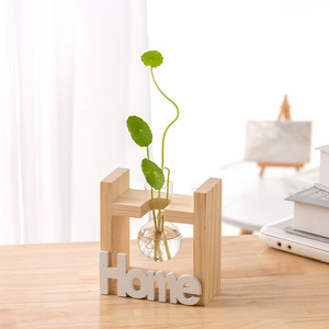 Jarrones de Vidrio Creativos con Marco de Madera al por Mayor, Jarrones Modernos y Sencillos para Decoración de Sala de Estar, Jarrón para Plantas Verdes - Product Image 2