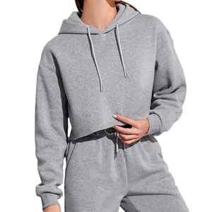 ชุดเซ็ตเสื้อฮู้ดดี้ถักนิตติ้งทรงโอเวอร์ไซส์พร้อมกระเป๋าหน้าแบบจิงโจ้ ผ้าไม่หด สำหรับใส่ลำลองสไตล์สตรีทแวร์ช่วงฤดูใบไม้ผลิ - Product Image 1