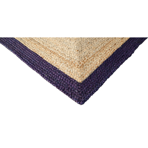 Jute Braided Rug Eco Friendly Non Slip Flat Pile Rectangle Indoor Flooring Natural Purple Geometric Design - Product Image 4
