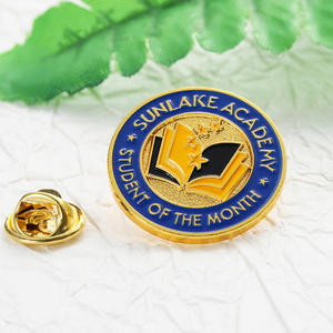 Nuevos pines <span class=keywords><strong>de</strong></span> solapa redondos chapados en oro y plata para escuela o <span class=keywords><strong>academia</strong></span>, con logotipo personalizado, letras, aleación <span class=keywords><strong>de</strong></span> zinc, metal, 2D, 3D, esmalte personalizado - Product Image 4