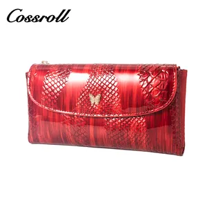 Carteira de couro longo de crocodilo para mulheres, preço de fábrica, fabricante e fornecedor, bolsa clássica feminina