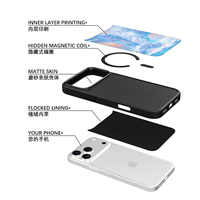 Coque de téléphone AG Feeling Black Edge avec motif glacier doré pour iPhone 17, 17 Pro Max, 16 Pro, 15 – Coque magnétique