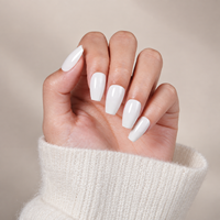 32 faux ongles à presser en ABS blanc ivoire, forme trapèze, brillants, solides et durables, en forme de cercueil, ongles artificiels