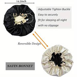 <span class=keywords><strong>Bonnet</strong></span> réversible en satin <span class=keywords><strong>Bonnet</strong></span> en soie avec logo personnalisé pour dormir <span class=keywords><strong>Bonnet</strong></span> de cheveux doublé en satin à double couche pour femmes cheveux bouclés naturels - Product Image 2