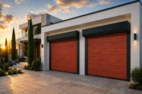 Portes de garage automatiques en acier et alliage d'aluminium modernes, de haute qualité, résistantes au vent, prévention des incendies, finies pour villas résidentielles