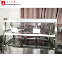 Vitrine de chauffages d'aliments chauds en verre transparent à quatre côtés pour saucisses et pilons