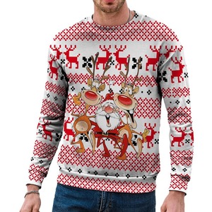 Sudadera navideña con cuello redondo, divertida, 3D, unisex, suéter navideño con cuello redondo para hombre y mujer, suéter navideño con diseño de Papá Noel y renos, regalo navideño - Product Image 3