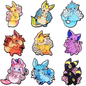 Penjualan laris klasik kartun Eevee lucu kerajinan logam koleksi lencana pakaian aman pin Pokemon logam Enamel pin kerah - Product Image 2