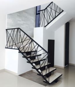 Rampe d'escalier intérieure en tube TL, balustrade métallique, main courante en fer pour escalier - Product Image 3