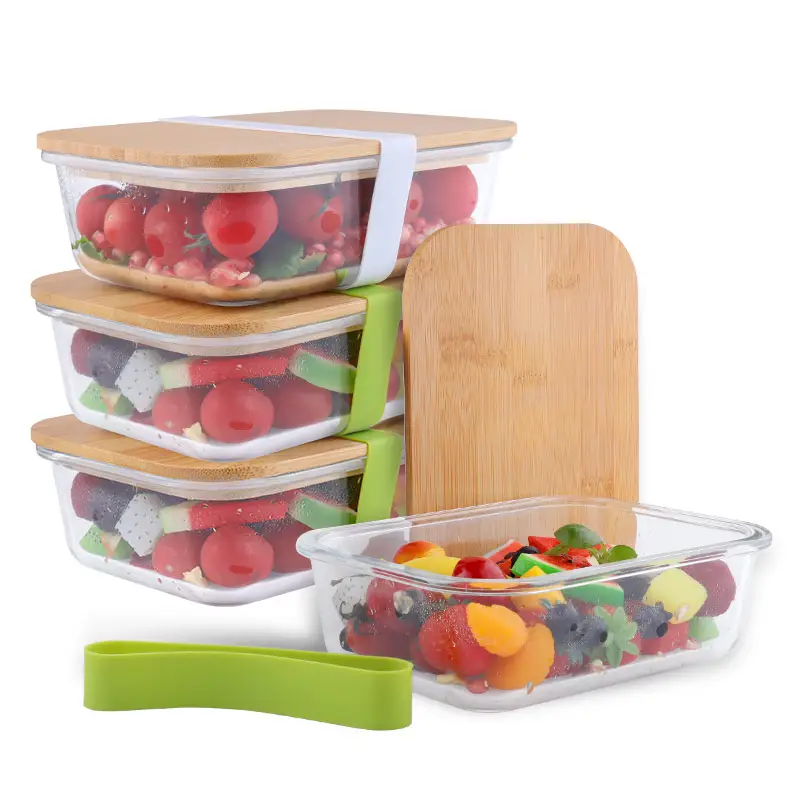 BPA-Free & Leakproof Airtight Glass Food Storage Containers,Glass Meal Prep Containers,Glass Lunch Bento Boxes with Bamboo Lids