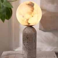 Lampe de table en marbre naturel travertin, style nordique, mi-siècle, Wabi-sabi, lumière d'ambiance