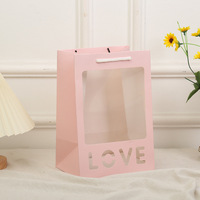 Personnalisé Saint Valentin Fête des Mères Plante Fleurs Séchées Boîte/Pot de Fleur Sac avec Fenêtre pour Emballage Floral