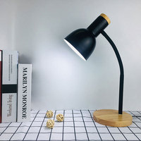 Lampe de bureau réglable au design simple avec interrupteur marche/arrêt, lampe de table en bois
