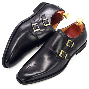Chaussures pour hommes en cuir d'affaires, bout rond, faites à la main, imperméables, pour occasions formelles, mariage, automne, dernier modèle - Product Image 5