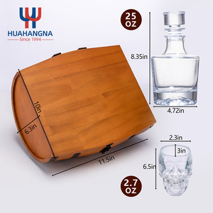 Decantador de <span class=keywords><strong>whisky</strong></span> transparente artesanal de 25 oz (80 ml) con vasos de chupito de calavera, set de regalo en caja de barril para vino, licor, <span class=keywords><strong>whisky</strong></span> escocés - Product Image 3