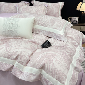 Luxuriöses Digital-Bedrucktes Langstapel-Baumwoll 4-Teiliges Bettwäsche-Set, 100% Reine Baumwolle Satin Bettbezug-Set mit Marmormuster - Product Image 2