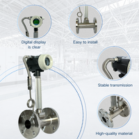 Medidor de Flujo Vortex Industrial de Acero Inoxidable 304 con Brida, 4-20mA RS485, para Fluidos, Gases, Líquidos, Vapor, Aire, Oxígeno, Biogás, GLP, Aceite Térmico, con Certificación CE