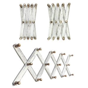 Porte-manteau vintage extensible en bois de pin, 13 crochets, écharpe murale de style accordéon, tasse, stockage, piquet en bois unique - Product Image 4