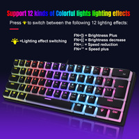 Teclado para Juegos con Cable L700 60%, Retroiluminación RGB, Ultra Compacto, Resistente al Agua, Teclado Compacto de 61 Teclas para Jugadores de PC/Mac
