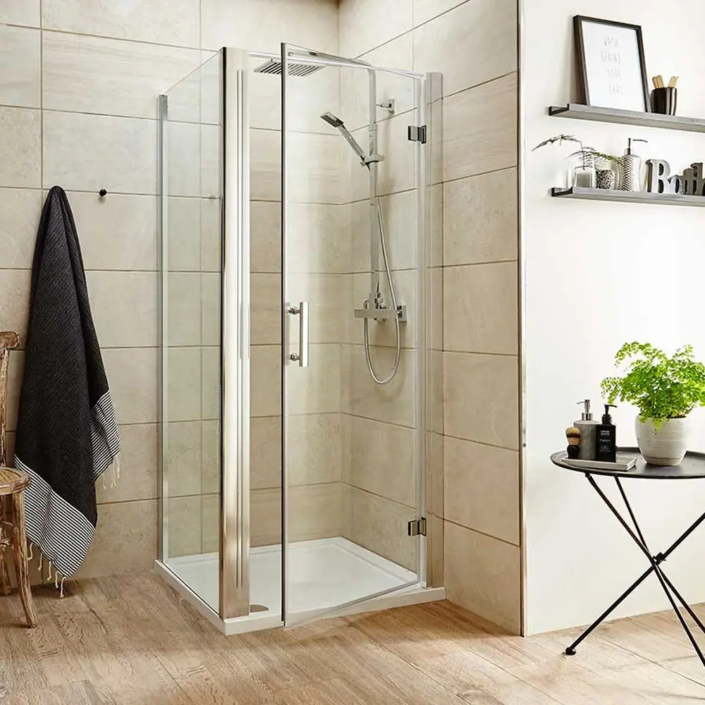 Desain kabin shower cubile kamar mandi tanpa bingkai berdiri bebas sudut pintu geser shower kaca antigores penutup dengan dasar