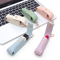 Étui à rouge à lèvres en cuir PU multicolore, porte-clés, support portable pour flacon de parfum, étui de voyage simple pour les loisirs et les déplacements printaniers