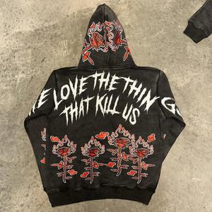 ผู้ผลิตเสื้อผ้าคุณภาพดี ผ้าวาฟเฟิลเนื้อหนา 450GSM 100% ผ้าฝ้าย ซับในระบายอากาศ พิมพ์ลายซิลค์สกรีน เสื้อครอป - Product Image 3