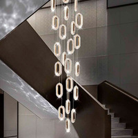 Lustre Moderne Duplex Hall d'Hôtel Lustre de Luxe Lustres d'Escalier Ovale Lampe Suspendue d'Escalier Éclairage Intérieur Salon