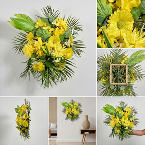 Bouquet de fleurs artificielles jaunes, couronnes et guirlandes décoratives, arrangement floral pour la maison, les mariages, les fêtes et les événements - Product Image 6
