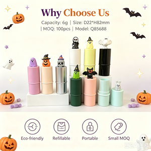 ISMAN 6g Baume à lèvres Halloween en tube, motifs fantôme, citrouille, crâne, chauve-souris, démon, sorcière, en plastique mat, à mécanisme rotatif, vide, pour cosmétiques, vente en gros, saisonnier - Product Image 3