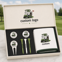 Ensemble cadeau de golf personnalisé en gros avec logo : outil de réparation de divots, marqueur de balle, tee de golf, serviette – Cadeau de golf haut de gamme pour membre