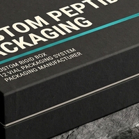 Boîte rigide personnalisée en carton gris avec couvercle noir mat pour flacons de peptides, avec doublure en éponge, impression offset et sérigraphie, soins personnels