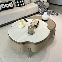 Table basse rotative en forme de pétale, style moderne minimaliste, luxe léger, haut de gamme, nouvelle collection, pour salon.