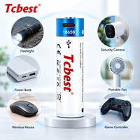 Baterai Isi Ulang 3.7V 2200mAh 18650 USB C Tipe Li-ion 1200 Siklus untuk Senter Speaker Kipas