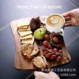 Planche à découper en bois d'acacia massif naturel avec poignée, forme rectangulaire, pour usage en cuisine, plateau à fruits et à pizza - Product Image 3