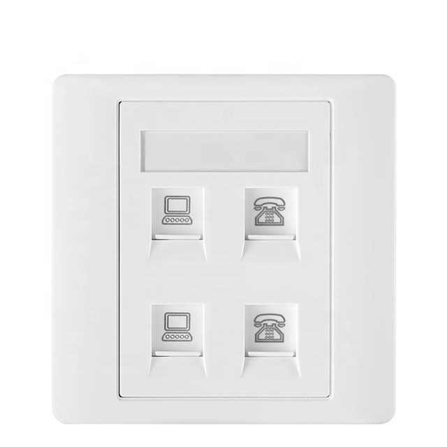 Universal 86 type RJ45 socket 1/ 2/ 3 /4 Gang outlet rj11 wall face plate single /dual /triple/quad port faceplate