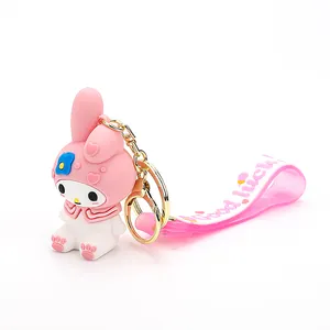 Großhandel Werbeartikel individuelles Logo weicher Kautschuk PVC-Schlüsselanhänger Spielzeug Carabiner niedlicher Kawaii-Schlüsselanhänger 3D-Anime Karikatur Gummi-Schlüsselanhänger