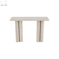 Console moderne en fibre de verre avec surface en travertin imitation pierre, meuble de décoration intérieure, console d'entrée