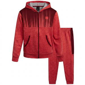 Survêtement à capuche rouge pour garçons, manches longues, fermeture éclair, motif à pois, vêtements décontractés, saison d'automne, matière polyester et coton - Product Image 1